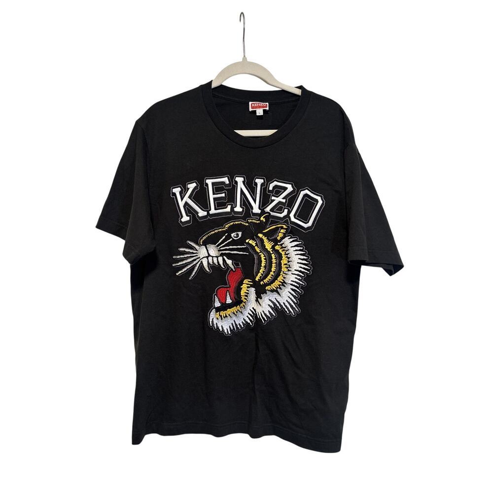 Kenzo Black Embroidered Tiger Logo T-Shirt L - Picture 2 of 7